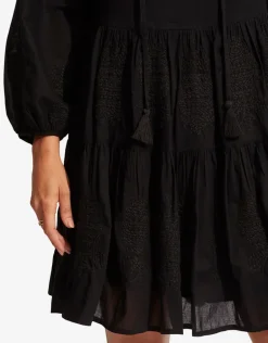 Corsica Embroidery Tier Dress - Black