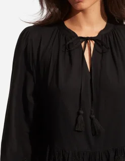 Corsica Embroidery Tier Dress - Black