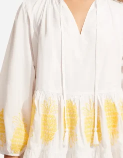 Corsica Embroidery Tier Dress - White