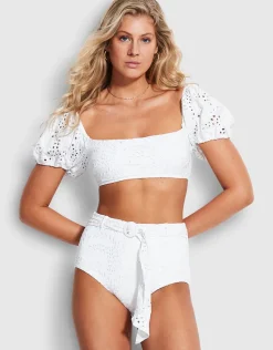 Costa Bella High Waisted Bikini Pant - White