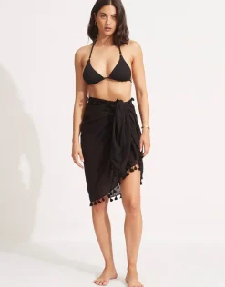 Cotton Gauze Sarong - Black