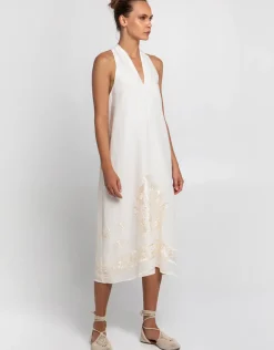 Crete Midi Dress - Natural and Champagne