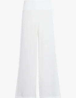 Crinkle Smocked Waist Beach Pant - White