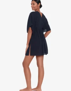 Crinkle Tunic Beach Dress - Black