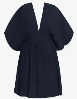 Crinkle Tunic Beach Dress - Black