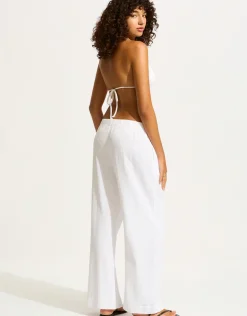 Crinkle Twill Beach Pant - White