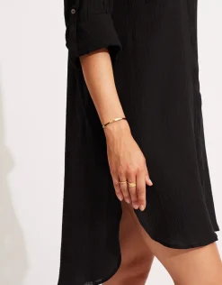 Crinkle Twill Beach Shirt - Black