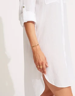 Crinkle Twill Beach Shirt - White