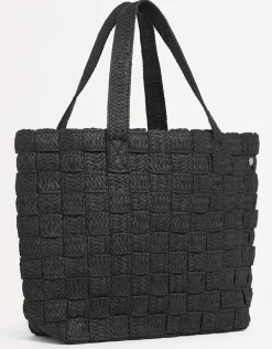 Criss Cross Woven Tote - Black