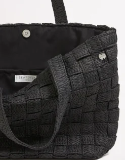 Criss Cross Woven Tote - Black