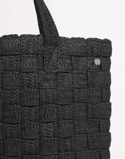 Criss Cross Woven Tote - Black