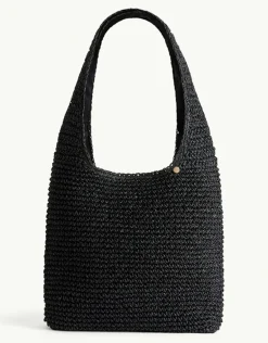 Crochet Slouch Beach Bag - Black
