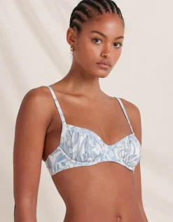 Daffodil Poolside Balconette Bikini Top - Blue Print
