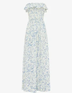 Daffodil Shirred Midi Dress - Blue Print