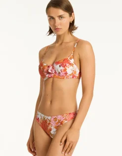 Daisyfield Balcony Bikini Top - Coral