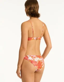 Daisyfield Balcony Bikini Top - Coral