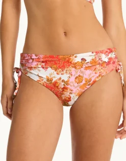 Daisyfield Mid Drawstring Bikini Pant - Coral