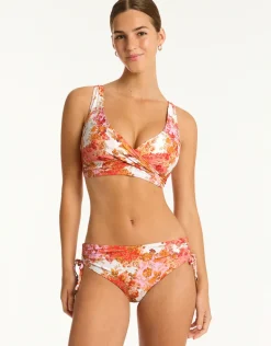 Daisyfield Mid Drawstring Bikini Pant - Coral