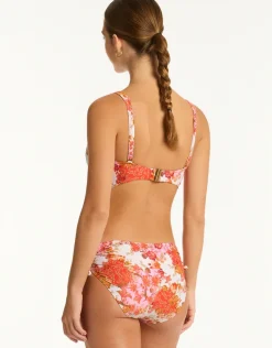 Daisyfield Mid Drawstring Bikini Pant - Coral