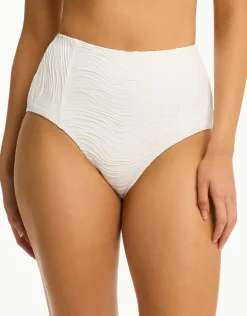 De Soleil Panelled High Waist Bikini Pant - White