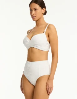 De Soleil Panelled High Waist Bikini Pant - White
