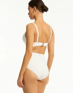 De Soleil Panelled High Waist Bikini Pant - White