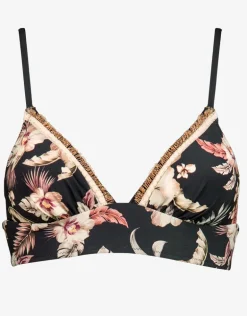 Deep Jungle Banded Halter Bikini Top C Cup - Dark Tropics