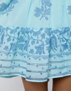 Dhaka Print Flared Sleeve Dress - Blue and Royal Blue