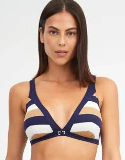 Doris Plunge Bikini Top - Stripe