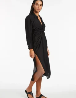 Dorsay Wrap Kaftan - Black