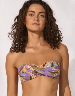 Dreamscape Tropics Twist Bandeau Bikini Top - Lilac Pastel