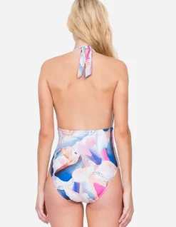 Dusk to Dawn Deep Plunge Halter Swimsuit - Multi