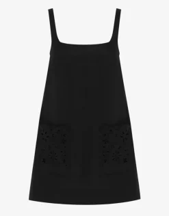Ebony Embroidered Shift Mini Dress - Black