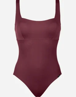 Eco Shape Square Neck Swimsuit - Dark Cherry