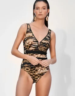Edge V Neck Swimsuit - Tiger Camo
