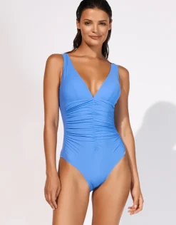 Elements Plunge Ruched Front Swimsuit - Air