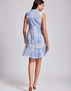 Elsa Sleeveless Shirt Dress - Blue