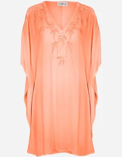 Embroidered Kaftan - Coral