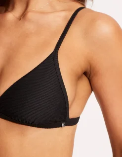 Essentials Fixed Tri Bikini Top - Black
