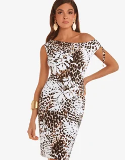 Ethnic Palm Dress - Brown