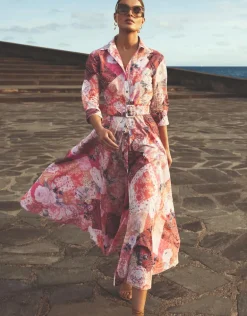 Euphoria Belted Shirt Dress - Rose Infusion