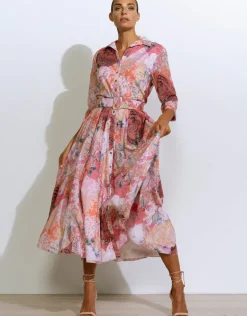 Euphoria Belted Shirt Dress - Rose Infusion