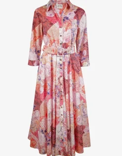 Euphoria Belted Shirt Dress - Rose Infusion