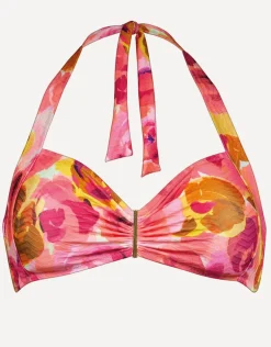 Euphoric Bloomwave Gathered Halter Bikini Top - Sunsoaked Neons