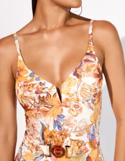 Exuberance Belted Swimsuit - Solar