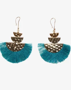 Fan Earrings - Teal