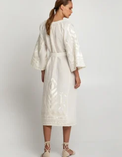 Feather Midi Kaftan - Natural and Champagne