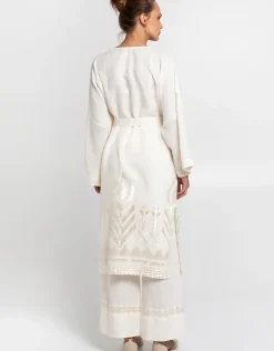 Feather Midi Kimono - Natural and Champagne