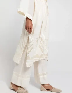 Feather Midi Kimono - Natural and Champagne