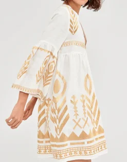 Feather Mini Dress - White and Gold